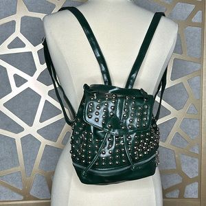 Faux Leather Green‎ Mini Backpack With Rivets